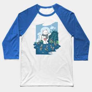 A white cat is feeding birds Baseball T-Shirt